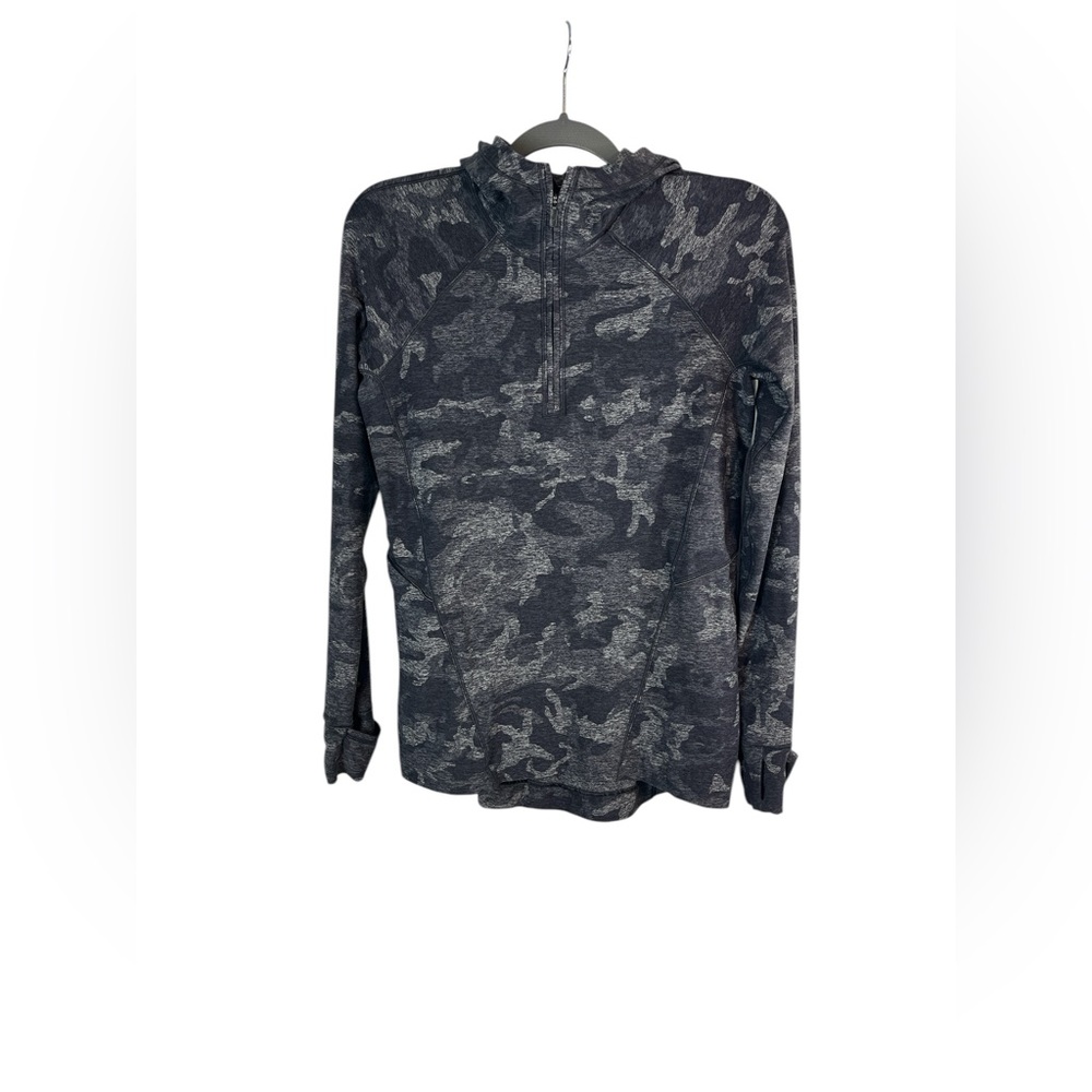 Lululemon Warm Stabilizer Half Zip Hoodie gray camouflage size‎ 4